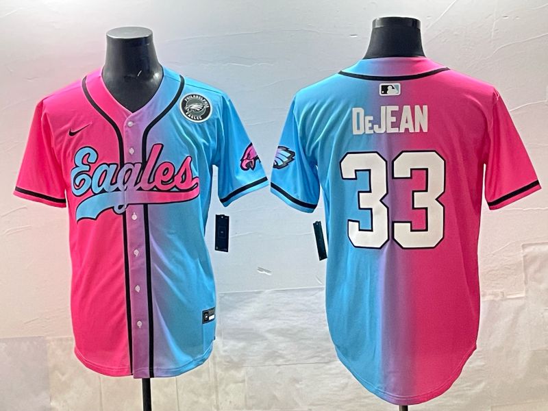 Men 2025 Philadelphia Eagles 33 Dejean Blue pink Nike Limited NFL Jersey style 09